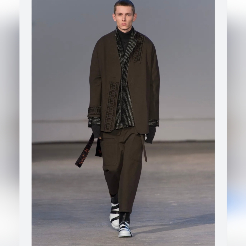Damir Doma Utility Wrap Jacket Fall 2017 Wool Cotton Blend Dark Brown Sz S